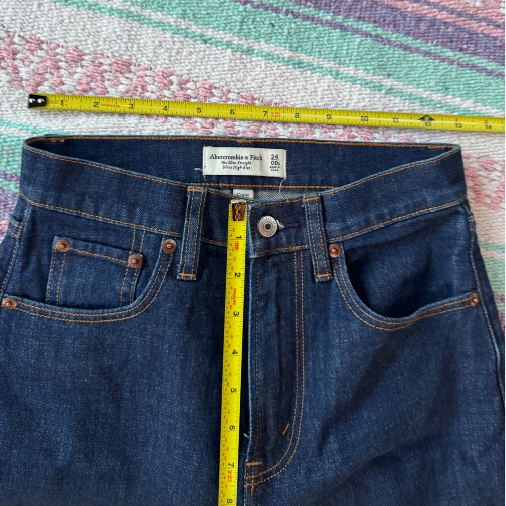 Abercrombie Dark Blue Denim Jeans the Slim Straight Ultra Hi Rise - Picture 6 of 11